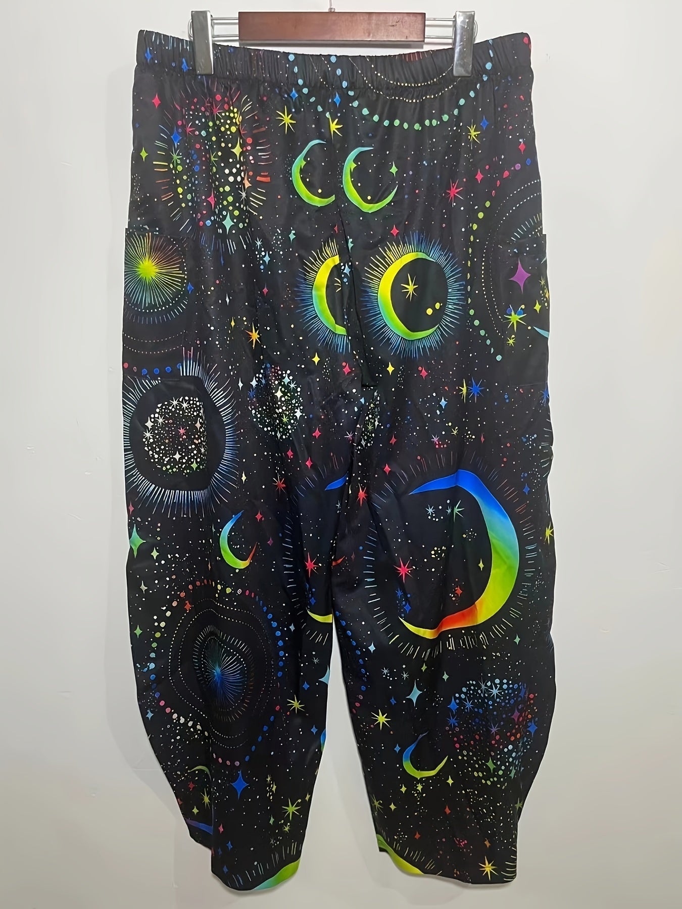 Women's Plus Moon & Star Print Wide Leg Trousers