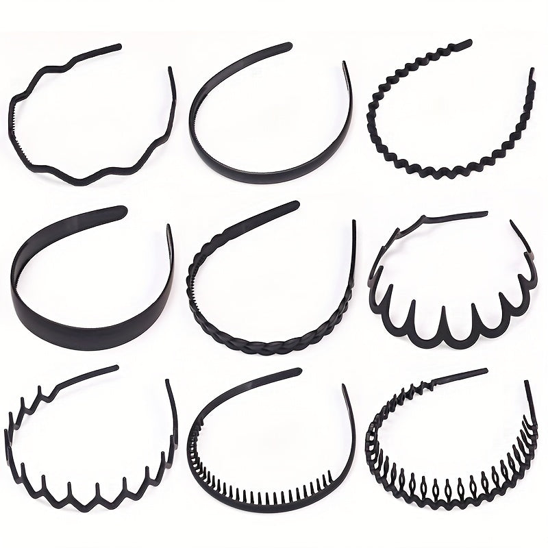 9pcs Frosted Headband Style Wavy Head Hoop Women's Hair Accessories