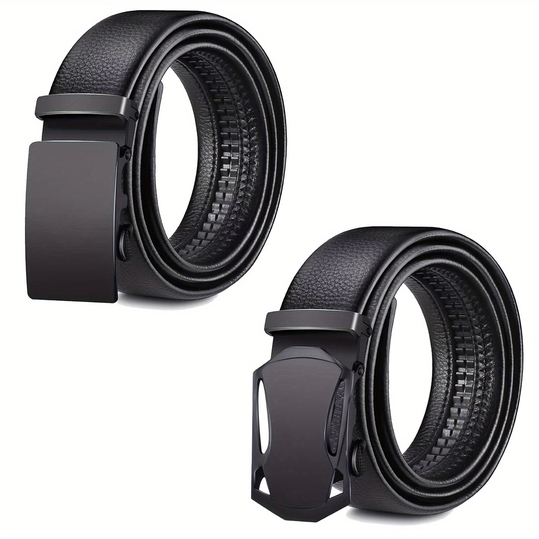 2pcs Men's Belt PU Ratchet Casual Belt Cut To Exact Fit