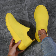 Women's Slip On Knit Socks Sneakers Breathable Flying Woven Walking Shoes