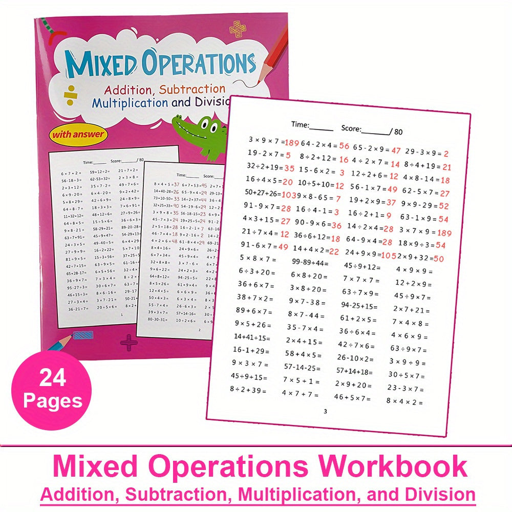 LACHILLY Math Workbook 3 4 Mixed Operations w/ Answers Addition Subtraction Mult