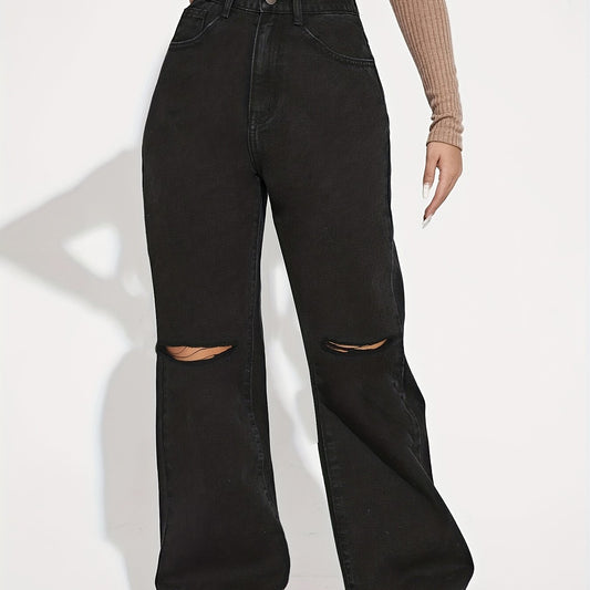 High Waist Wide Leg Straight Jeans Women's Denim Pants