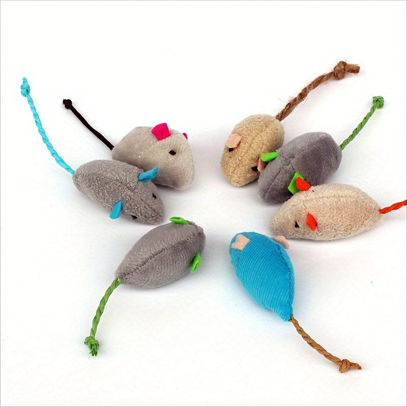 7pcs Interactive Pet Mouse Cat Teaser Toy - Cat and Dog Supplies