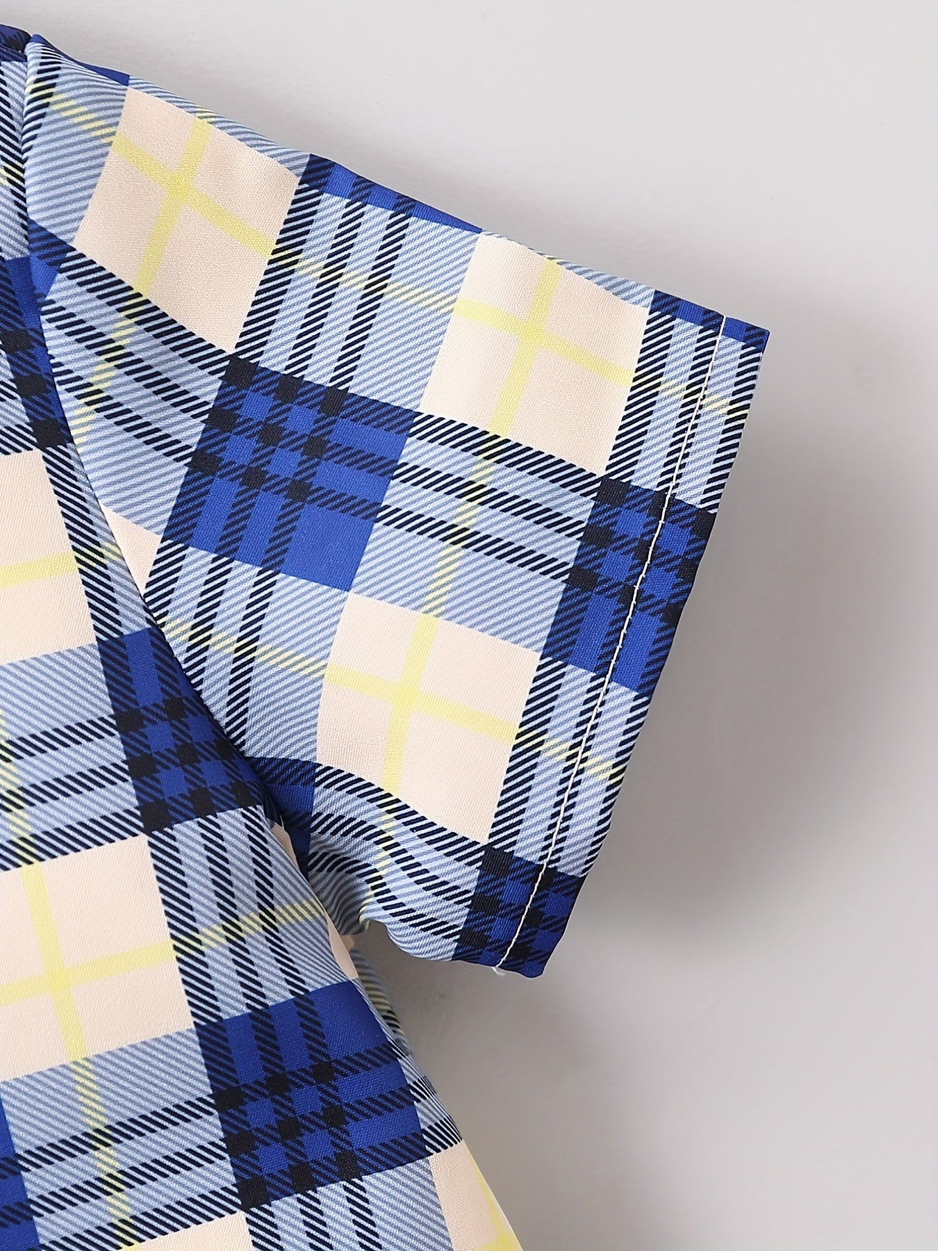 Boys Plaid Shirt Short Sleeves Preppy Style Summer Kids Clothes