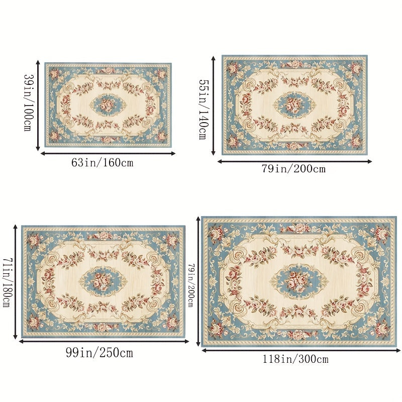 Vintage Floral Area Rug Stain Resistant Washable Anti Fatigue Water Absorbent