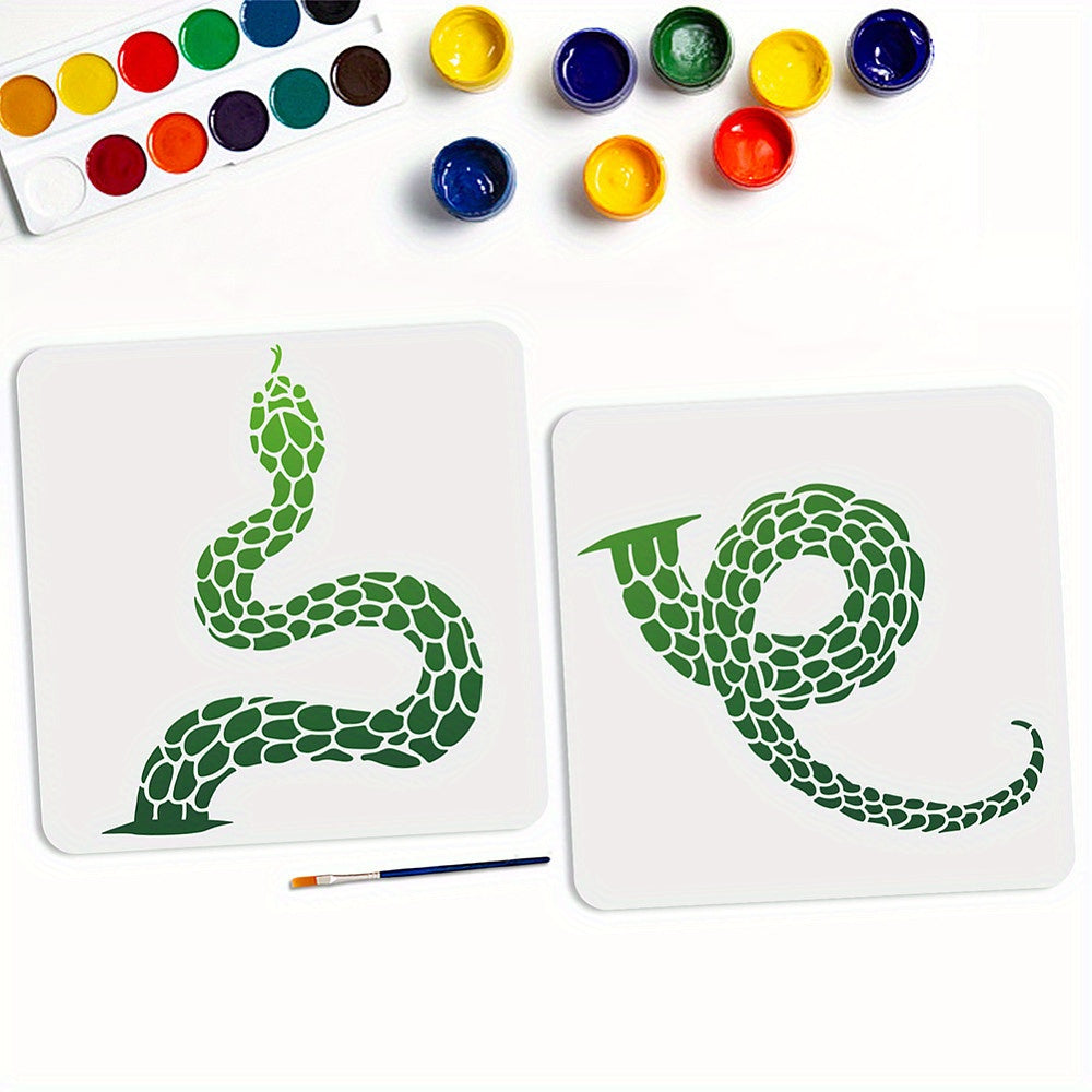 1 Set PET Snake Stencils 300x300mm with Art Paint Brushes