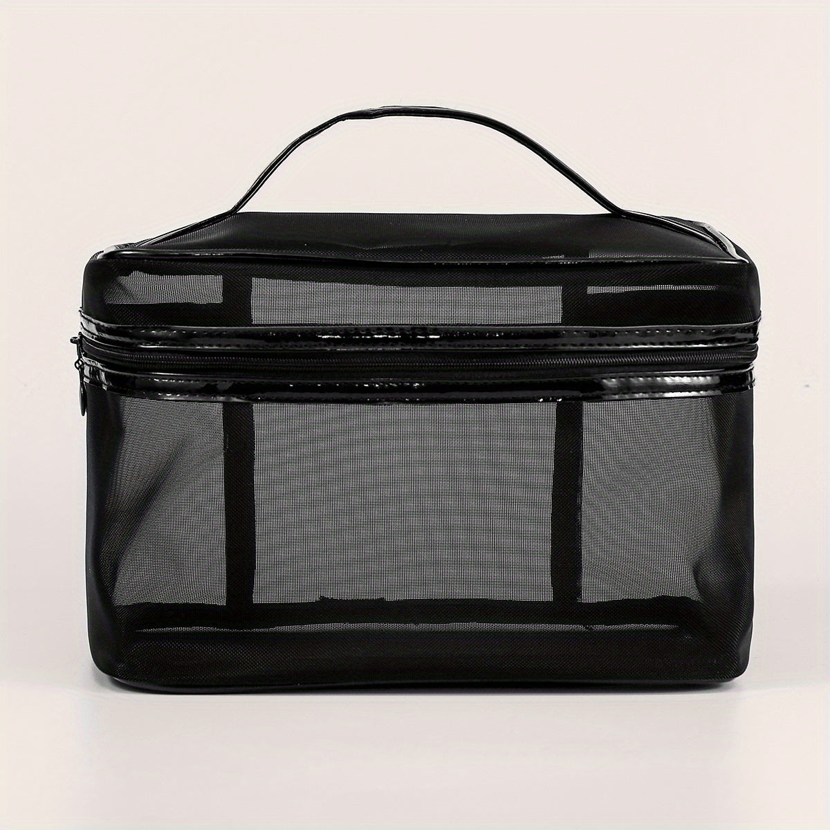 Clear Mesh Square Makeup Bag With Handle Portable Cosmetic Bag
