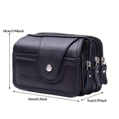 Men's Horizontal PU Leather Waist Bag Waterproof Phone Pouch