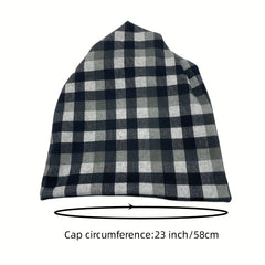 Plaid Casual Beanie Turban Cap Headband Neck Gaiter Lightweight Skull Hat