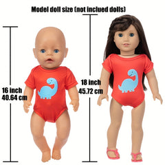Summer Dinosaur Swimsuit for 16" Baby Dolls