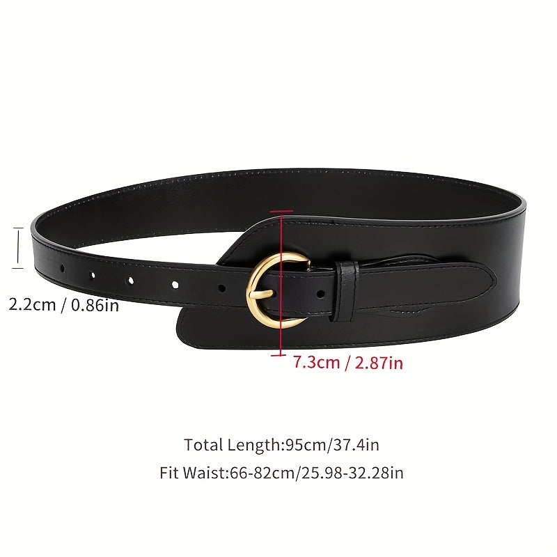 Wide Leather Belt Pin Buckle Girdle Decorative Coat Sweater Skirt Waistband