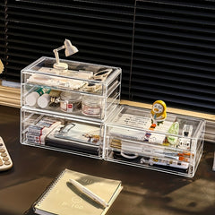 Clear Desktop Makeup Organizer With Drawers Dustproof Vanity Organizer