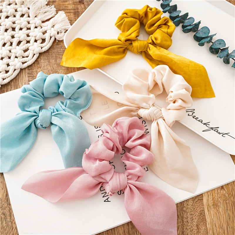 Silk Bow Scarf Scrunchies Hair Ties Ponytail Holder
