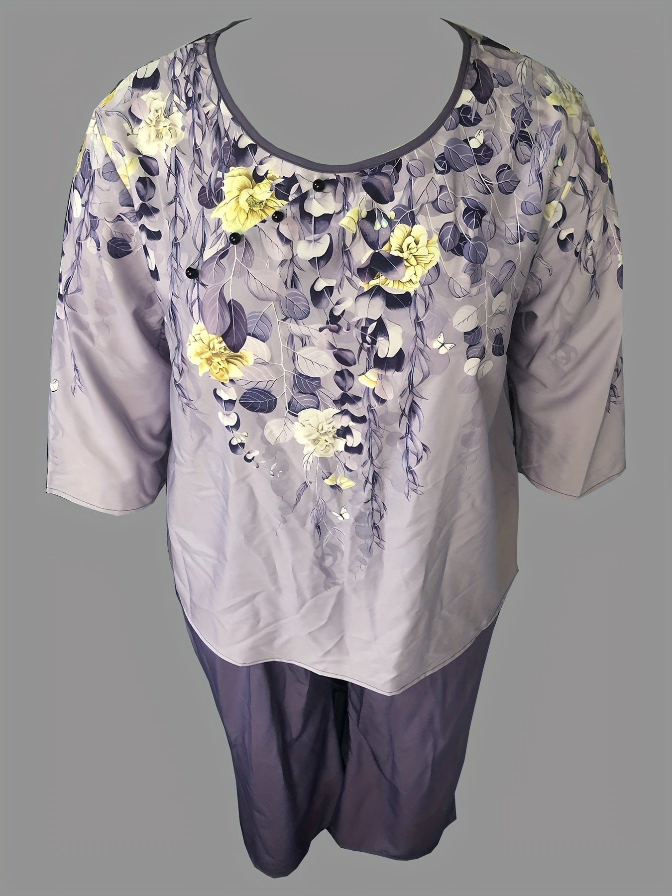 Women's Plus Floral Print Top & Pants 2 Piece Set