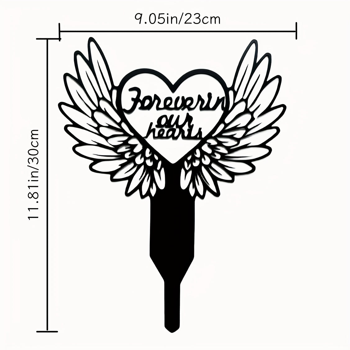 Metal Heart With Wings Memorial Garden Stake Sympathy Sign Tombstone Memorial