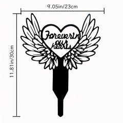 Metal Heart With Wings Memorial Garden Stake Sympathy Sign Tombstone Memorial