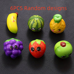 6pcs Mini Squishy Christmas Halloween Toys PU Fruit Grapes Apples Pineapples Ban