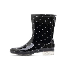 Women's Polka Dot Rain Boots Waterproof Lightweight Mid Calf Boots