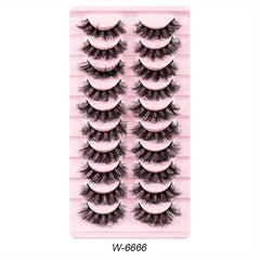 10 Pairs Faux Mink False Eyelashes Cat Eye Look Natural Look Reusable