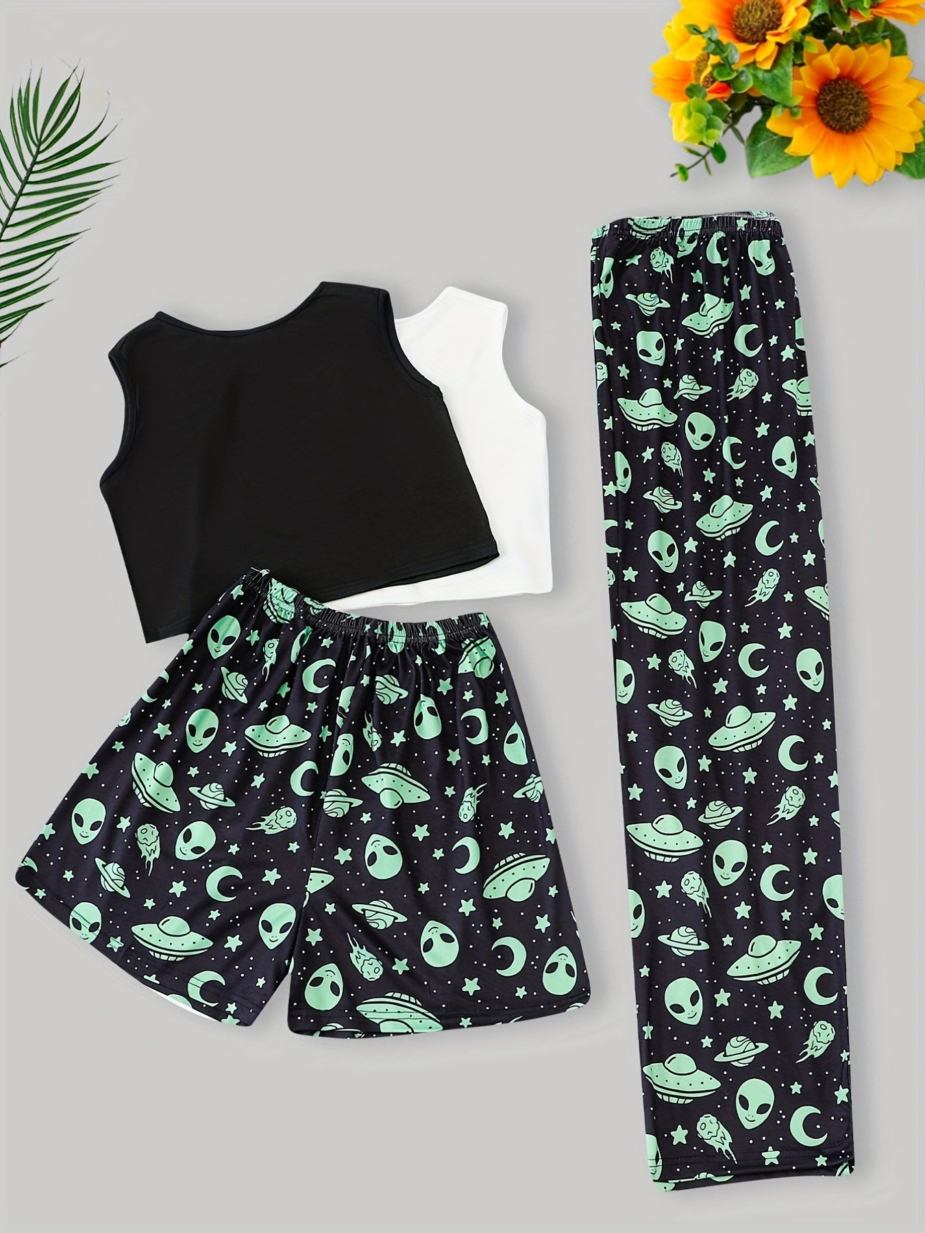 Alien Pajama Set Crew Neck Tank Top & Shorts