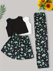 Alien Pajama Set Crew Neck Tank Top & Shorts