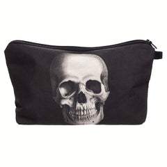 Skull Print Storage Bag Zipper Makeup Pouch Cosmetic Organizer