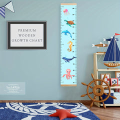 Sea World Canvas Growth Chart Kids Room Wall Decor