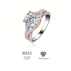 Moissanite Diamond Ring Women's Two Tone Split Band