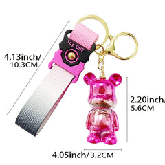 Gradient Bear Denim Keychain Key Bag Pendant For Men