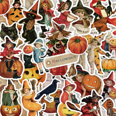 50pcs Vintage Halloween Witch Theme Scrapbook Stickers