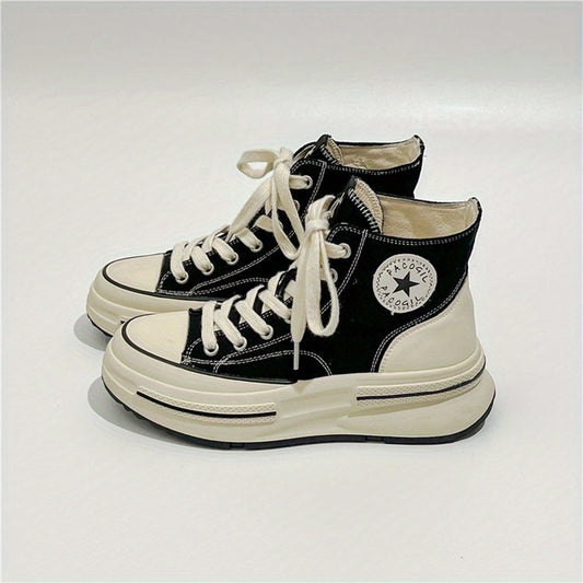 Women's High Top Canvas Shoes Lace Up Platform Skate Casual Sneakers