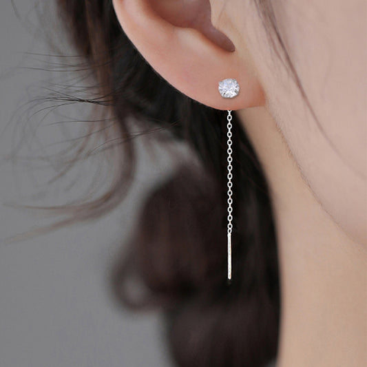 Zircon Tassel Dangle Earrings Copper Material Gift For Women