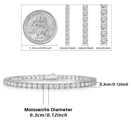 Moissanite Tennis Bracelet 925 Sterling Silver for Women Hip Hop Personality