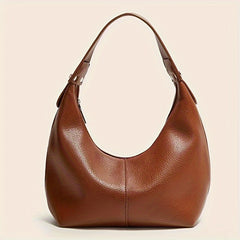 Vintage Crescent Shoulder Bag Faux Leather Zip Closure