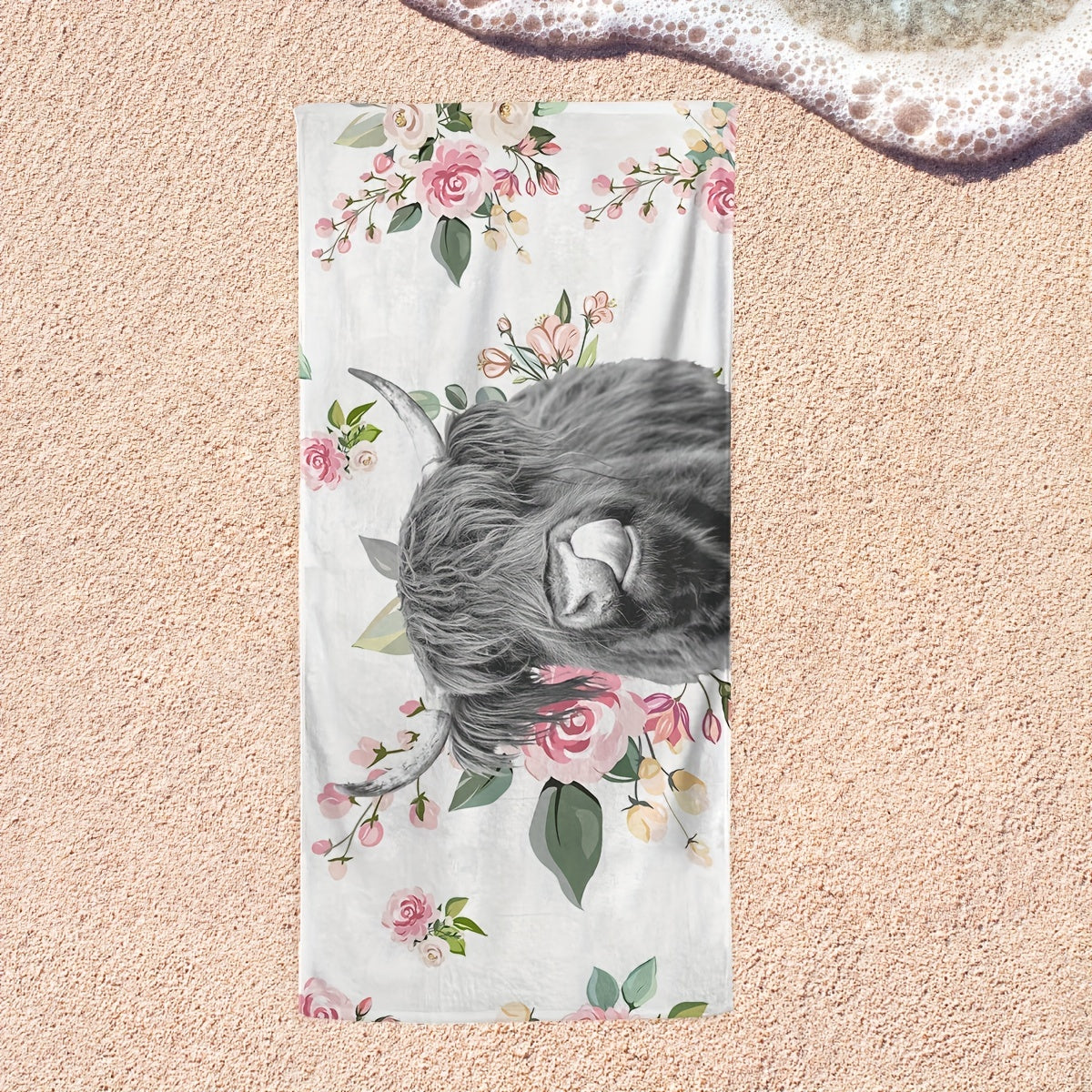 Highland Cow Pattern Microfiber Beach Towel 78 X 149 Sandproof Blanket