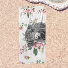 Highland Cow Pattern Microfiber Beach Towel 78 X 149 Sandproof Blanket