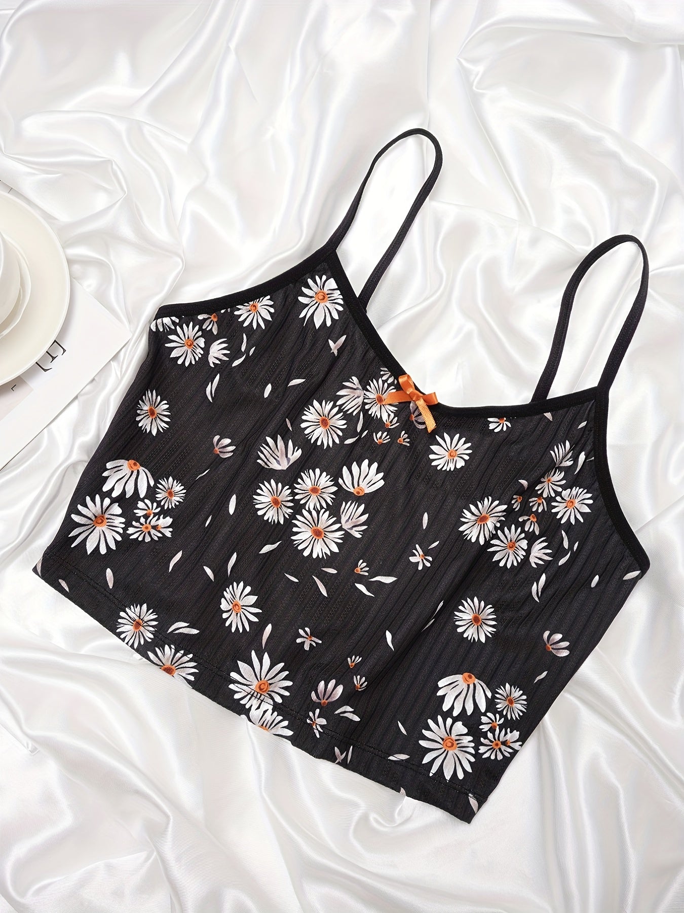Floral Print Pajama Set Crew Neck Cami Top & Shorts