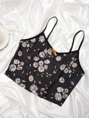Floral Print Pajama Set Crew Neck Cami Top & Shorts