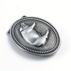 Wild Boar Oval Belt Buckle Vintage Metal Clasp Zodiac Animal Jeans Accessory
