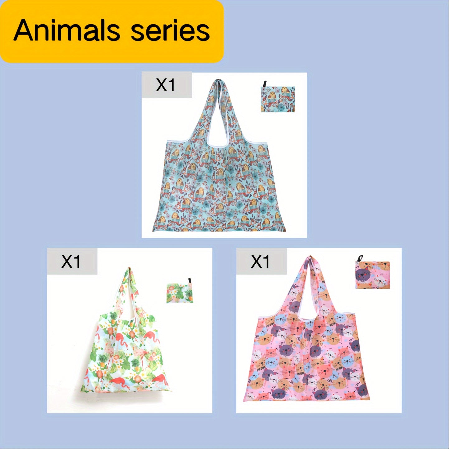 3Pcs Grocery Bag Large Capacity Folding Shopping Handbag