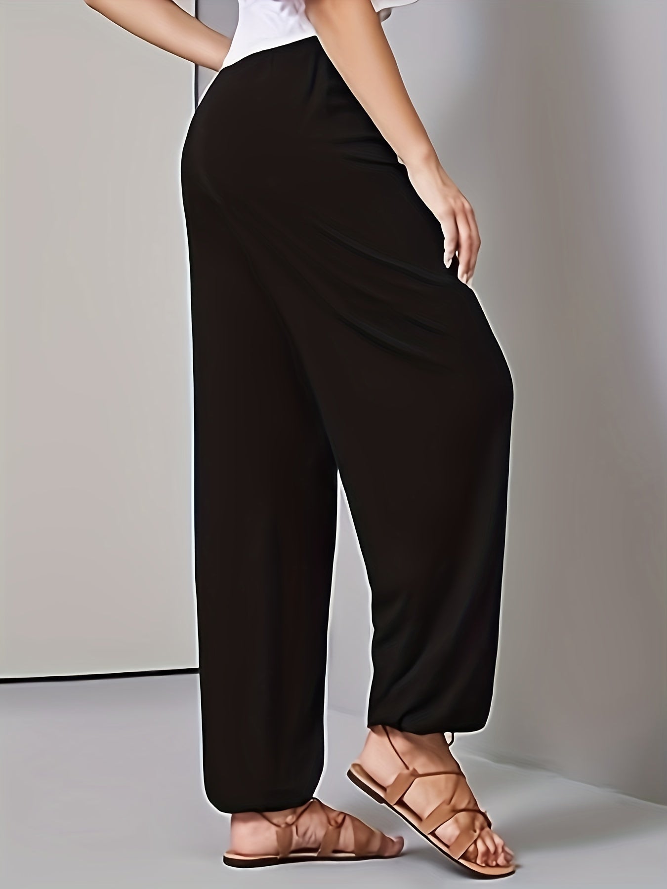  Solid High Rise Jogger Trousers