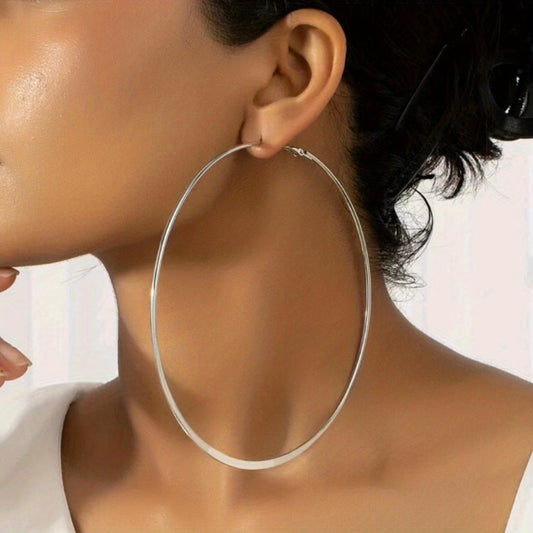 Exaggerated Big Circle Hoop Earrings Retro Hip Hop Style Alloy Jewelry