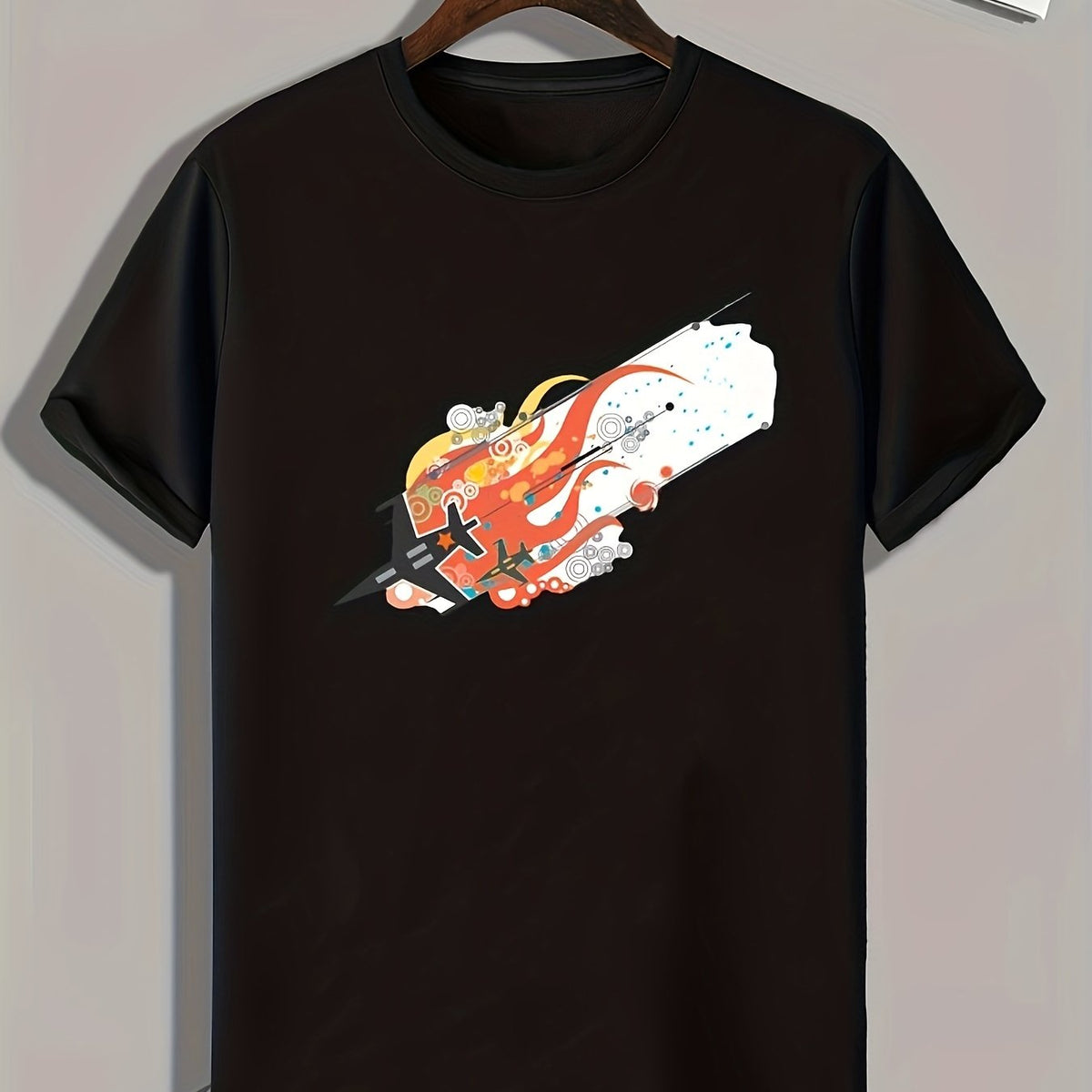 Plane Print Men's Graphic T shirt Casual Tee For Summer