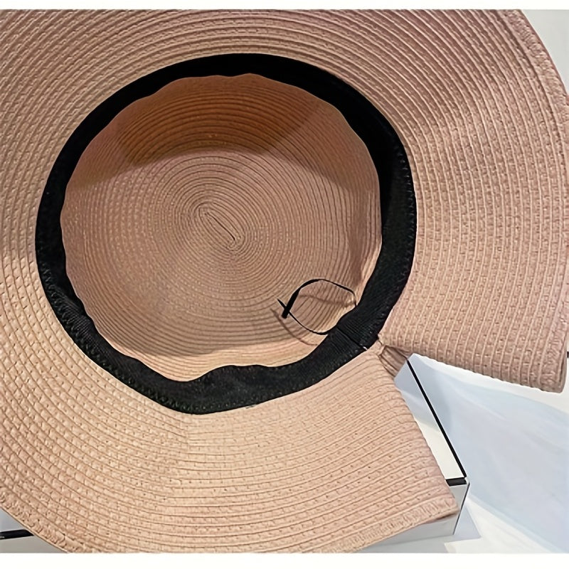Pearl Big Brim Straw Hat Top Hat Sun Protection Hat