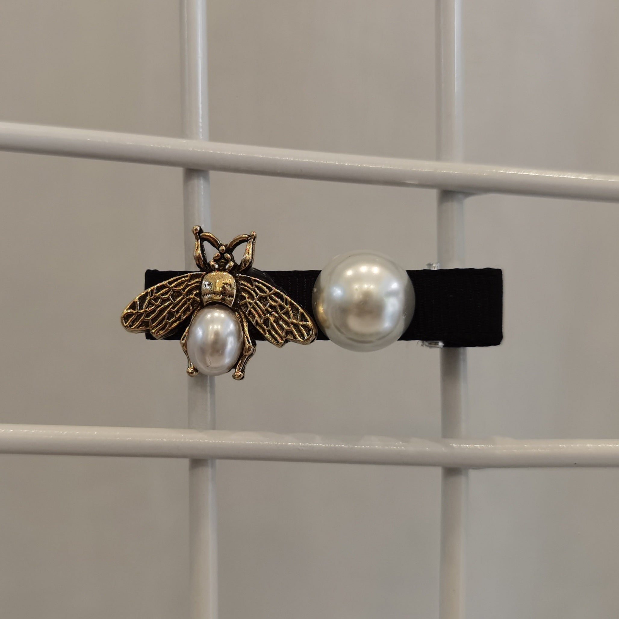 Vintage Bee Hair Clip with Faux Pearl Accent