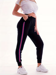 Women's Plus Stripe Print High Rise Joggers