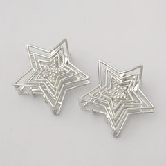 2pcs Silvery Star Shaped Hair Claw Metal Rhinestone Holder
