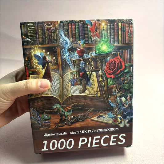 1000pcs Enchanted Library Jigsaw Puzzle Magical Creatures 28x20 Inch