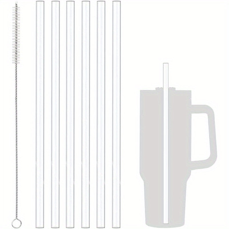 6 Pk Replacement Straws For Travel Tumbler Reusable Straws W/Cleaning Brush