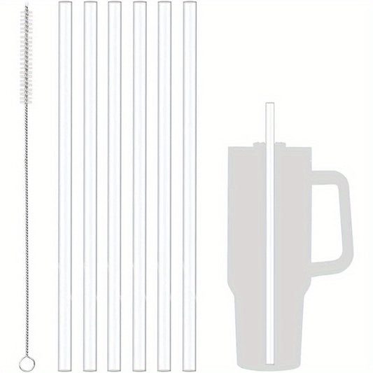 6 Pk Replacement Straws For Travel Tumbler Reusable Straws W/Cleaning Brush